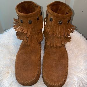 Minnetonka suede ankle boots.